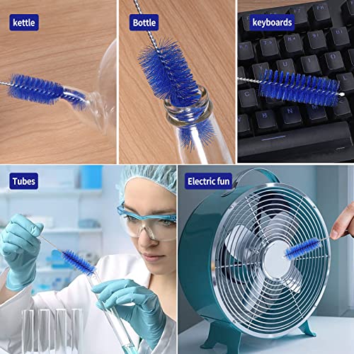 CiaraQ Bottle Cleaning Brushes, 8 Inch Nylon Tube Brush Set, Cleaner for Narrow Neck Bottles Cups with Hook, Set of 10pcs. - color: Navy Blue, size: 8.0 Inch (10pcs)
