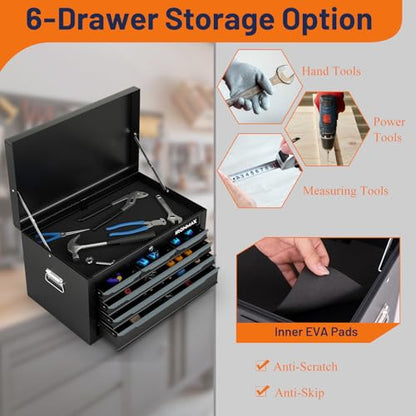 IRONMAX Portable Tool Box, 6 Drawers 24’’ Lockable Tool Storage Organizer Toolbox with Ball-Bearing Slides & Liner, Metal Tool Chest for Warehouse, Garage, Workshop, Household - style: Portable Toolbox