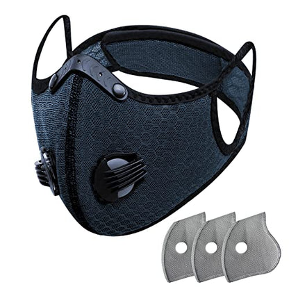 FULIER Dust Face Mask Anti-Fog Outdoor Cool Sports Mask Reusable Face Protection - color: Navy