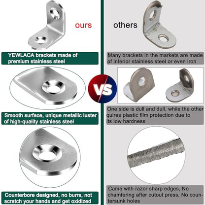 20pcs L Bracket Corner Brace 30mmx30mm Stainless Steel 90 Degree Joints Right Angle Bracket Metal Fastener for Wood, Cabinet, with Screws - size: 30*30mm/ 1.2in