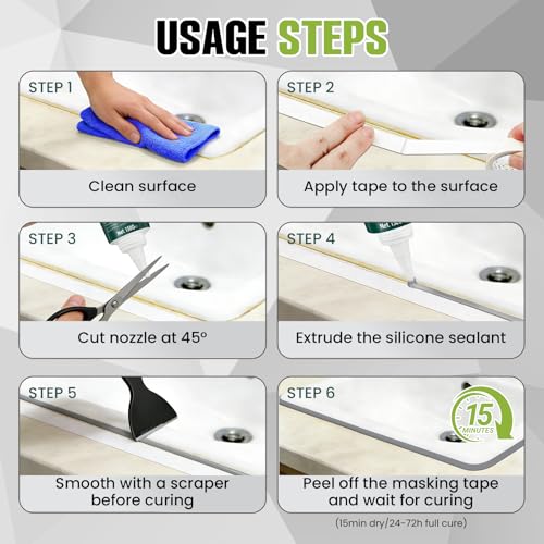RTV Silicone Sealant - 100% Silicone, Waterproof, Strong Adhesion, Flexible & Durable, Heat & Cold Resistant, Ideal for Car, Kitchen, Bathroom, Window & Door Sealing(Black,150g) - color: Black