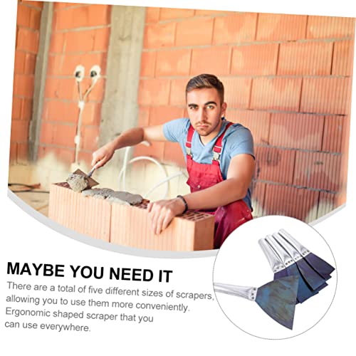 Tofficu Convenience Kit 5pcs Putty Knife Set Steel Drywall Scrapers for Cleaning