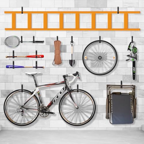 Heavy Duty Steel Garage Hooks, Garage Storage Utility Hooks, Garden Tool Organizer, Steel Wall Mount Hooks, (6, Large) - size: Large