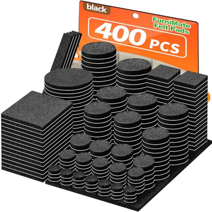 Felt Furniture Pads 400 Pieces, Furniture Pads for Hardwood Floors, Floor Protectors for Furniture Legs, Felt Pads for Furniture, Many Large Sizes Black - size: 400pcs Black
