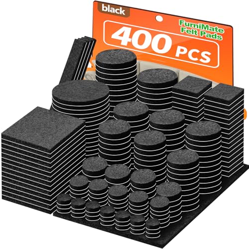 Felt Furniture Pads 400 Pieces, Furniture Pads for Hardwood Floors, Floor Protectors for Furniture Legs, Felt Pads for Furniture, Many Large Sizes Black - size: 400pcs Black