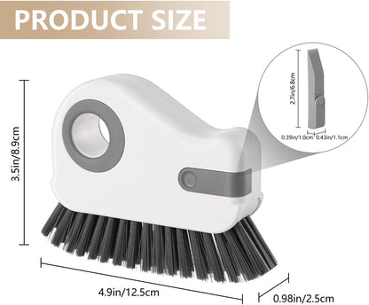 2 in 1 Window Track Cleaning Brush Tools, Hard Bristle Crevice Cleaning Brush, Multifunctional Gap Scrub Brush with Hidden Scraper, Groove Cleaning Brush for Sliding Door Track, Window Sill (Gray) - color: Gray