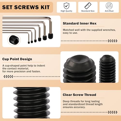 791PCS Set Screws, 17Sizes Metric Set Screw Assortment Kit, M2/2.5/3/4/5/6/8 12.9 Alloy Steel Black Grub Set Screws, Internal Hex Drive Cup-Point Screws for Bathroom Fixtures, Door Handles - size: 791PCS 17Size Metric