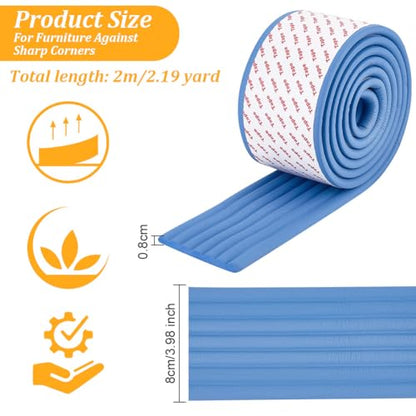 OLYCRAFT Blue Bunk Bed Ladder Pads, Soft Ladder Pads with Strong Adhesive, 2m/2.2 Yards Long, 80mm/3.15" Wide, 8mm Thick, Synthetic Rubber Material - color: Blue