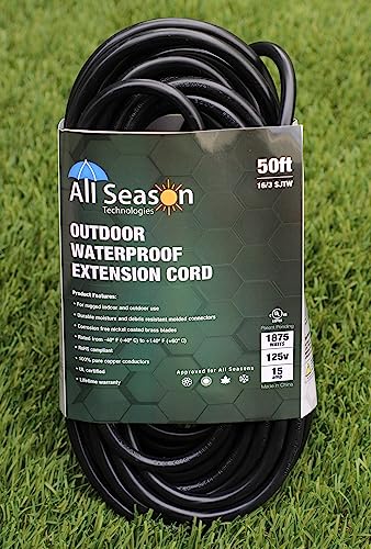 50FT All Season Outdoor Weatherproof Extension Cord for Home, Construction Sites, Industrial, Commercial, Holidays and More (AST16-50BL)