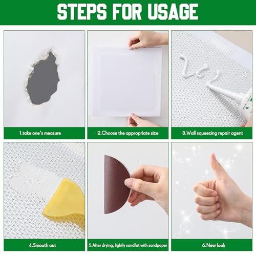 Landical 24 Pieces Large Drywall Repair Kit 4/6/8/12 Inch Drywall Patch Kits with Scraper, Wall Mending Agent Mending Heavy Duty Self Adhesive Mesh Patch for Large Hole Wall and Ceiling