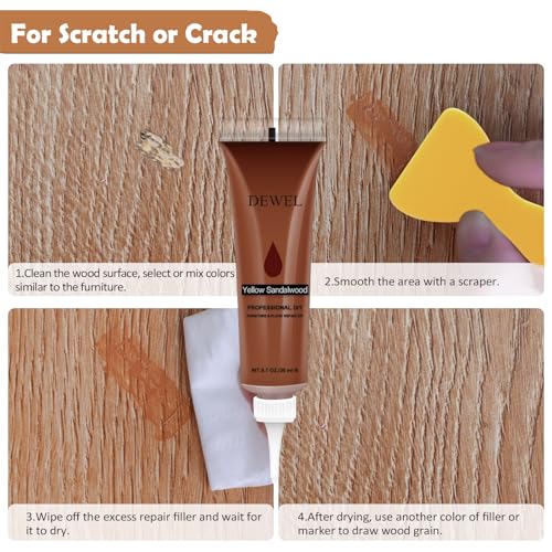 DEWEL Wood Furniture Repair Kit, 31 Pcs Scratch Repair Wood Filler, Wax Sticks with Wood Putty for Wood Floors, Scratches, Cracks, Hole, Laminate, Table, Bedposts - color: 12+8 Color