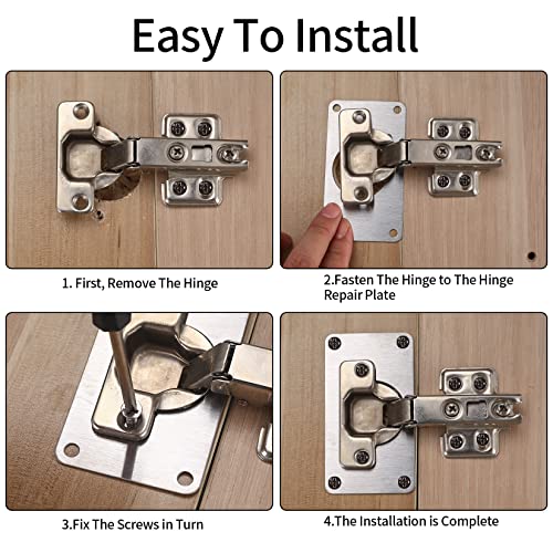 16Pcs Cabinet Hinges Repair Plates, Cabinet Doors Hinge Repair Kit Stainless Steel Furniture Cabinet Drawer Window Repair Plates with Screwdriver