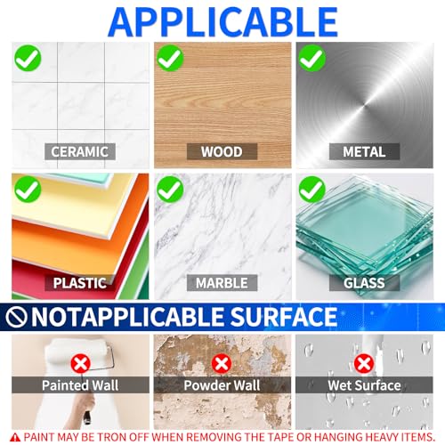 Double Sided Tape Heavy Duty(2 Rolls, Total 20 FT), Removable Two Sided Nano Tape, Double Sided Tape for Walls, Used for Carpet, Poster, Picture Hanging, Outdoor Multifunctional Mounting Tape (2 Pack)