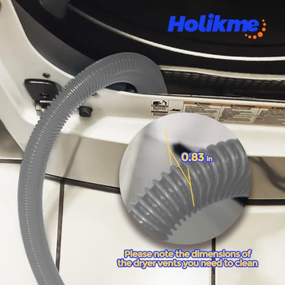 Holikme 2 Pieces Dryer Vent Cleaner Kit, Dryer Lint Vacuum Attachment and Flexible Dryer Lint Brush, Dryer Vent Vacuum Hose Attachment,Grey - color: Gray