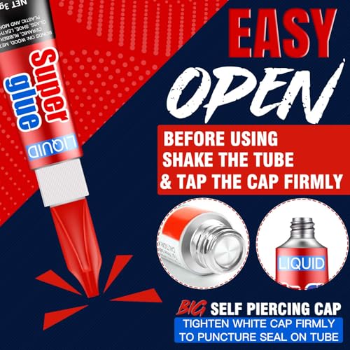 3 Gram (Pack of 6) Single Use Super Glue Liquid, Super Fast, Thin & Strong Adhesive Superglue, Cyanoacrylate Glue for Hard Plastics, DIY Craft, Ceramics, Leather, Metal Etc - size: Pack of 6, style: Liquid