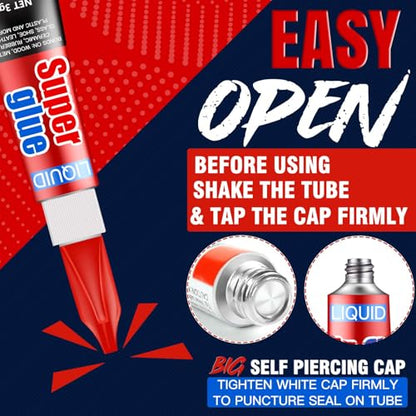 3 Gram (Pack of 24) Single Use Super Glue Liquid, Super Fast, Thin & Strong Adhesive Superglue, Cyanoacrylate Glue for Hard Plastics, DIY Craft, Ceramics, Leather, Metal Etc - size: Pack of 24, style: Liquid