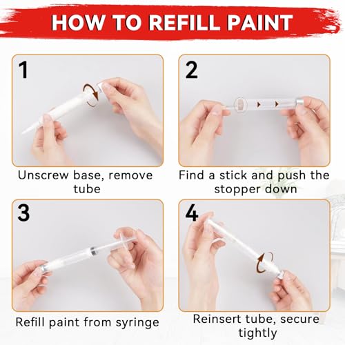 Fillable Touch Up Paint Pen Brush, 4 Pack User-Friendly Refillable Paint Pens, Multiple Applications Touch-Up Paint Brushes for Walls, Wood, Floor, Cabinets, Doors and Windows (8 Pcs Kit) - size: 8 Count (Pack of 1)