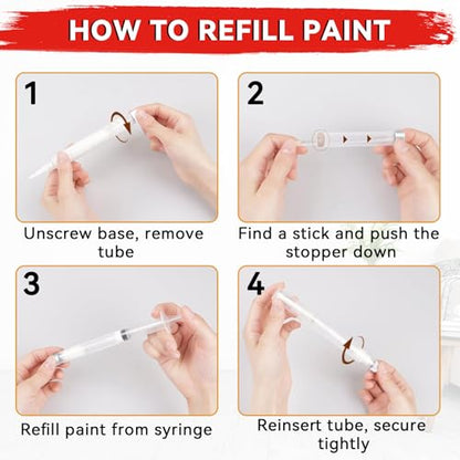 Fillable Touch Up Paint Pen Brush, 4 Pack User-Friendly Refillable Paint Pens, Multiple Applications Touch-Up Paint Brushes for Walls, Wood, Floor, Cabinets, Doors and Windows (8 Pcs Kit) - size: 8 Count (Pack of 1)