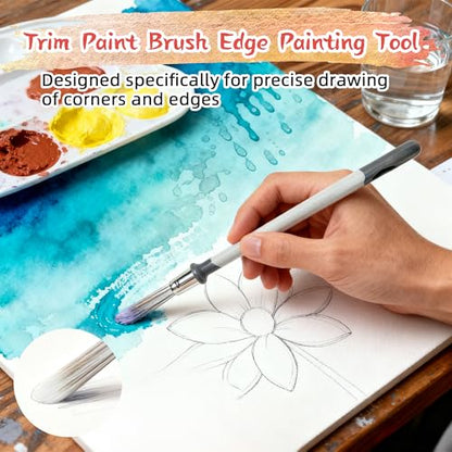 3 Pcs 0.5 Inch Trim Paint Brushes for Walls – Edge Painting Tools for House & Baseboard Touch-Ups, Wall Corners & Furniture Detail Work - size: 0.5 Inch