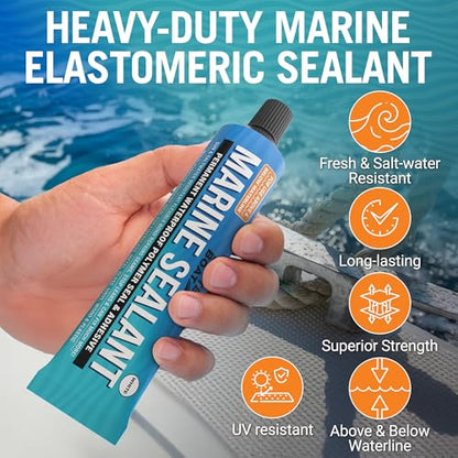 Marine Sealant and Adhesive, Waterproof Marine Grade Caulk, High-Temperature Water Sealant for Boat, Auto, and RV, Silicone-Free, White, 1 Tube, 3 Oz - color: White, size: 3 oz