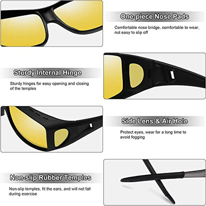 MEETSUN Fit Over Glasses Sunglasses for Men Women,Wrap Around Sunglasses Polarized UV400 Protection - color: (Z1)black Frame-night Vision Lens