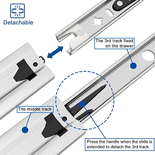 VADANIA 28" Soft Close Heavy Duty Drawer Slides, #K53, Up to 265lb Load Capacity, 3-Fold Full Extension, Ball Bearing, Side Mount, 1-Pair - color: #K53 - Soft Close, size: 28 Inch