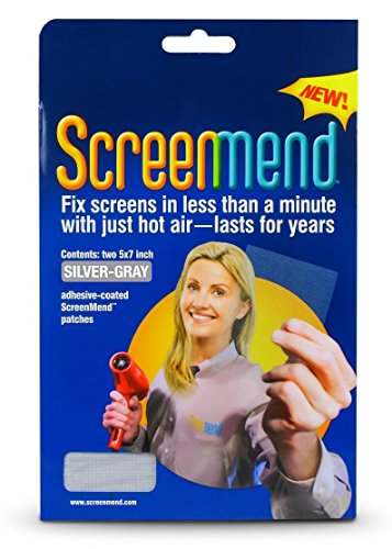 ScreenMend Window Screen Repair Kit, 5" x 7" Patch, Silver-Gray