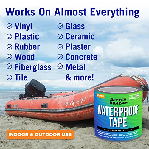 Better Boat Gray Waterproof Tape for Leaks Heavy Duty Marine Grade Seal Tape, 15 ft x 4 in, Canvas, Gutters, HVAC, Outdoor Sealing - color: Gray