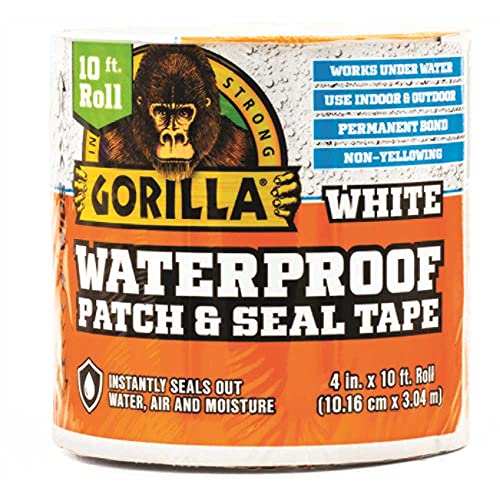 Gorilla Waterproof Patch & Seal Tape, 4" x 10', White (Pack of 4) 4