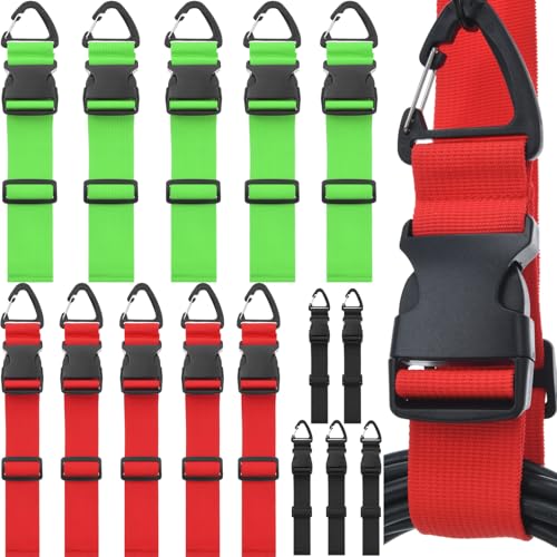 SATINIOR 15 Pack 3 Sizes Adjustable Extension Cord Organizer with Triangle Clips Extension Cord Hanger Heavy Duty Straps for Cables Hoses Ropes Garage Organization(Black, Red, Fluorescent Green) - color: Black, Red, Fluorescent Green