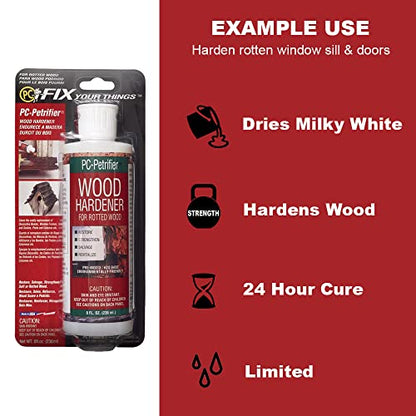 PC-Products Wood Repair Epoxy Paste and Wood Hardener Kit, PC-Woody 24 oz and PC-Petrifier 32 oz - size: Woody (24 oz) & Petrifier (32 oz) Kit, style: PC-Woody Kit