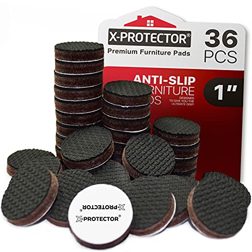 Non Slip Furniture Pads 36 pcs 1" X-Protector - Premium Furniture Grippers - Self-Adhesive Rubber Feet Furniture Feet - Ideal Non Skid Furniture Pad Floor Protectors - Keep Furniture in Place! - size: 1 inch 36 Round