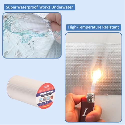 8" W X 16.4'L Waterproof Tape for Leaks Aluminum Butyl Tape with Adhesive for RV Repair, Glass Repairs, Air Mattress Patch, Window Caulking, Boat Sealing, Roof Patching - size: 8in x 16.4ft