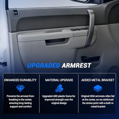 Front Left Driver & Right Passenger Side Armrest Repair Kit Fit for Chevy Silverado & GMC Sierra 1500 2010-2013, Silverado & GMC Sierra 2500HD 3500HD 2010-2014, Gray - color: Gray, size: Front Driver & Passenger Side