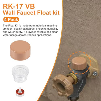 youour RK-17VB Vacuum Breaker Float Kit, Freezeless Anti-Siphon Wall Faucet Repair Kit, Anti Siphon Valve Repair Kit, Compatible with Woodford Model 17 (4 Pack) - size: RK-17VB