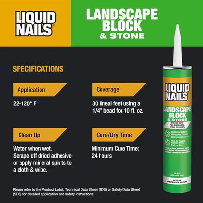 Liquid Nails - LN-905 Landscape Block Adhesive (LN905), Low VOC, 10 oz (Pack of 2) - size: 10 Ounce (Pack of 2), style: Landscape