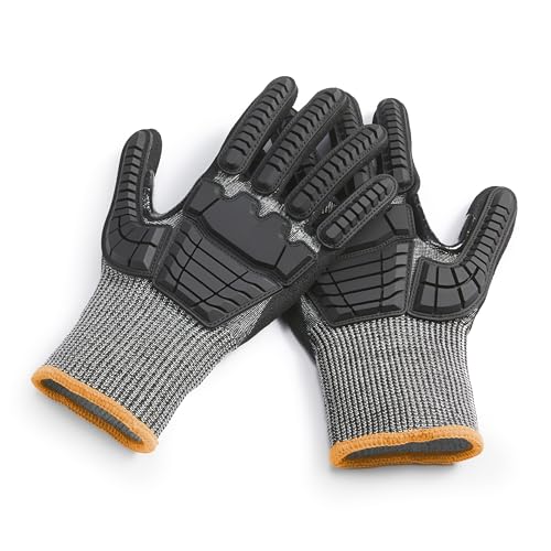 Amazon Basics Impact Protection Work Gloves, Cut Level A2, ANSI Level 4 Abrasion, Sandy Nitrile Palm, Touchscreen Compatible, Machine Washable, XXXS, Black - size: Xxxs