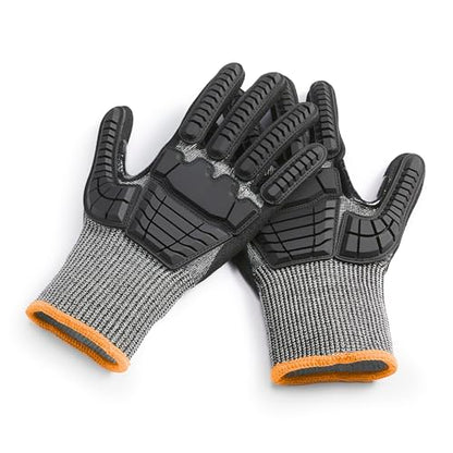 Amazon Basics Impact Protection Work Gloves, Cut Level A2, ANSI Level 4 Abrasion, Sandy Nitrile Palm, Touchscreen Compatible, Machine Washable, XXXS, Black - size: Xxxs