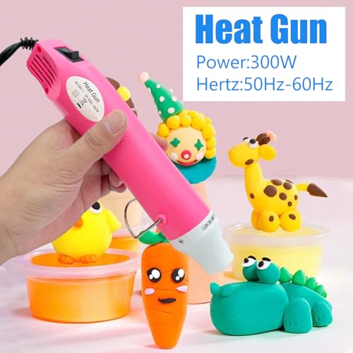 Mini Heat Gun, Portable Hot Air Gun Tool for DIY Crafts Heat Shrink Gun for Epoxy Resin, Embossing, Shrinking Wrapping Drying Paint Removing Stickers (Pink) - color: Pink
