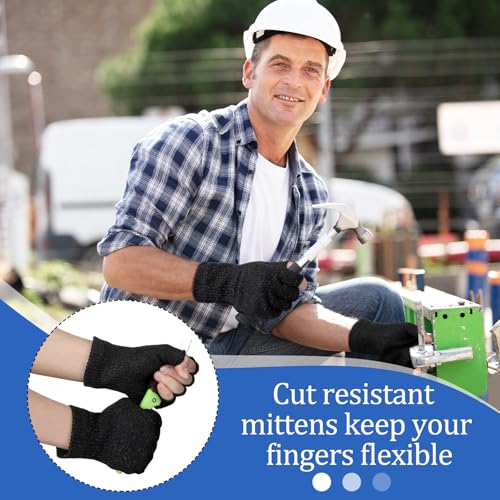 Geyoga 2 Pair Cut Resistant Half Finger Protection Gloves for Home Use (Black) - color: Black