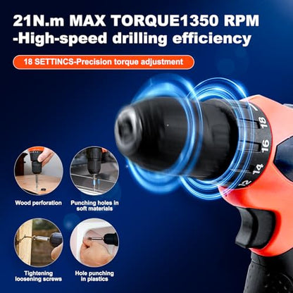 33 Picce Orange Tool Kit with 12V Cordless Drill, Tool Box with Drill, Hand Drill Set for Men Women, Home Tool Kits for House Repair, Handyman, DIY - size: Drill Driver