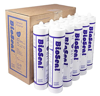 Clear BioSeal Waterproof Caulk & Sealant 100% RTV Silicone Sealant, 10oz Cartridge, Low Odor & Won't Yellow Silicone Clear, (Pack of 10)