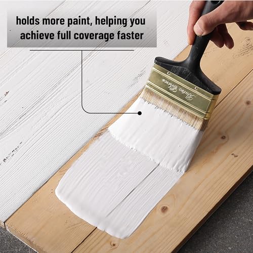 Bates- Deck Stain Brush, 2 Pack, 4 Inch, Soft Tip Wood Stain Brushes for Wood, Brass Plated Steel Ferrule, Ergonomic Handle - size: 4 Inch, 2 Pack