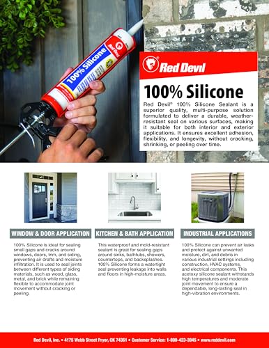Red Devil 081650 100% Silicone Sealant Architectural Grade, 9.8 oz., Gray, 1 Pack - color: Gray, size: 9.8 oz, style: Pack of 1