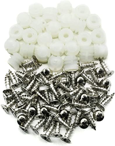 100 Pack Plastic Hinge Dowel Inserts with Screws White Dowels Door Cabinet for Drawer Bed Table Repair Mounting Replacement Bathroom Kitchen Hardware