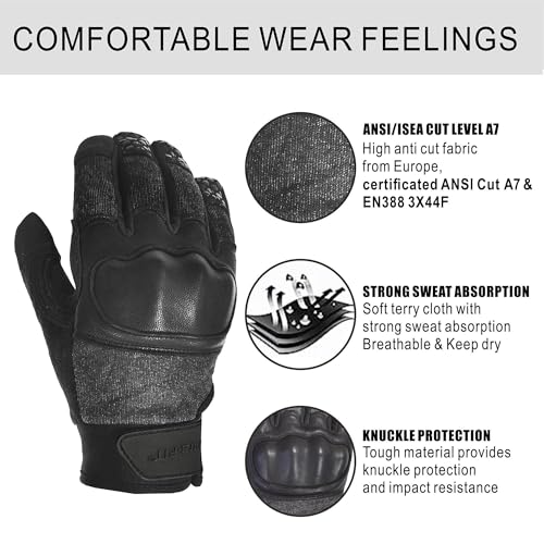 Level 5 Needle Resistant Gloves, Needle Puncture, Cut Resistant ANSI A9 Anti-Cut Anti-Slash, Touchscreen (M, One Pair) - size: Medium