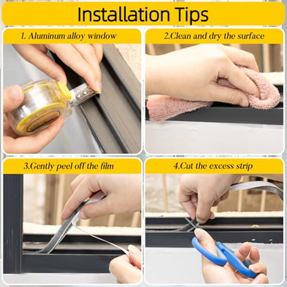 RAINFLOW 16.4Ft Weather Stripping Door Seal - Self-Adhesive Pile Weather Stripping,Seal Strip for Door Frame and Windows,Sound Proof (Grey,0.35" Wide x 0.35" Thick)