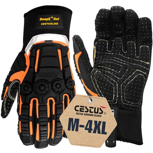 Cestus 3045, Impact Gloves (1,3,10,50 Pairs) Dense Fabric Palm with Dots, Gel Padded Palm, Heavy Duty Safety Work Gloves - size: XX-Large, style: 1 Pair