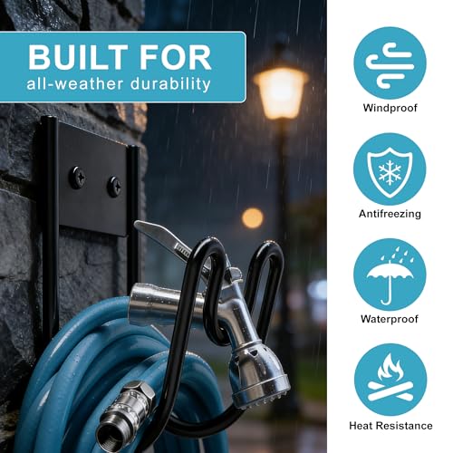 Garden Hose Holder Wall Mount, Heavy Duty Metal Water Hose Hanger for Outside, Sturdy Hose Reel Hooks for Garden, Garage or Yard Storage