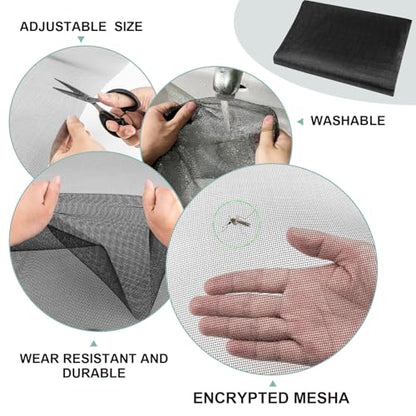 48"X236" Window Screen Replacement Kit, 6 in 1 Window Screen Door Repair Kit, Replacement Window Screens, Fiberglass Patio Screen Mesh for Porch Sliding Door, Rolling Tool Hook Spline Cutter Ruler - size: 48"x236"with Tools